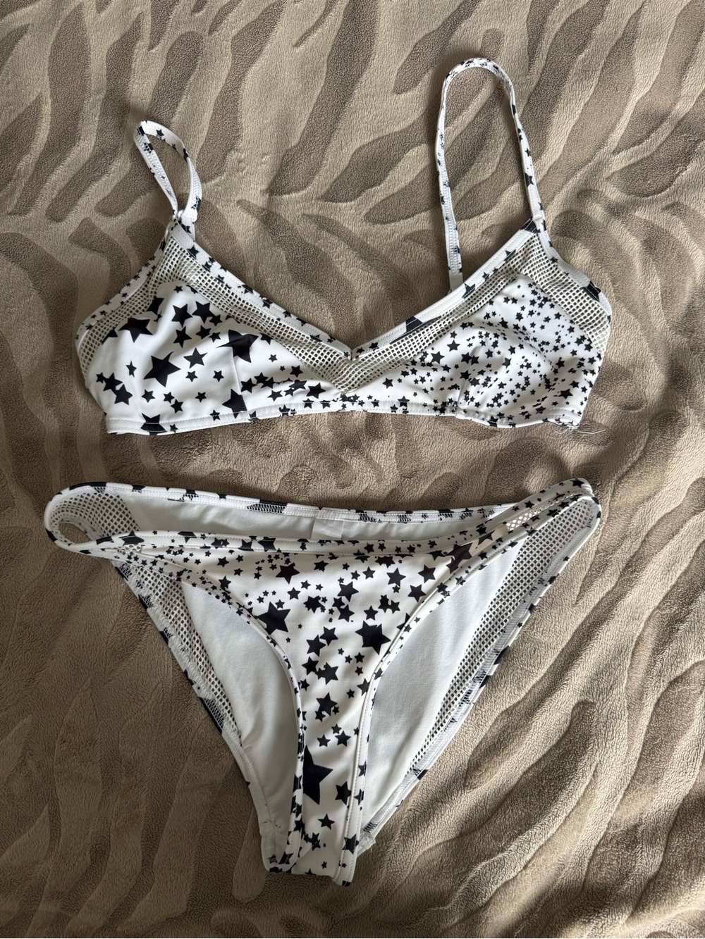 ASOS White Bikini Bottoms with Black Star Print
